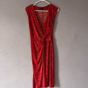 Banana Republic Red Floral Midi Dress